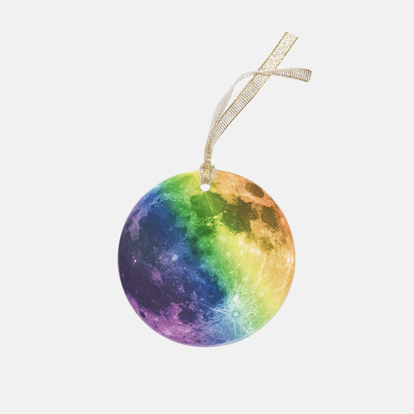 Rainbow Moon Keepsake Clear Acrylic (Round), NASA Ornament by Productive Slacker
