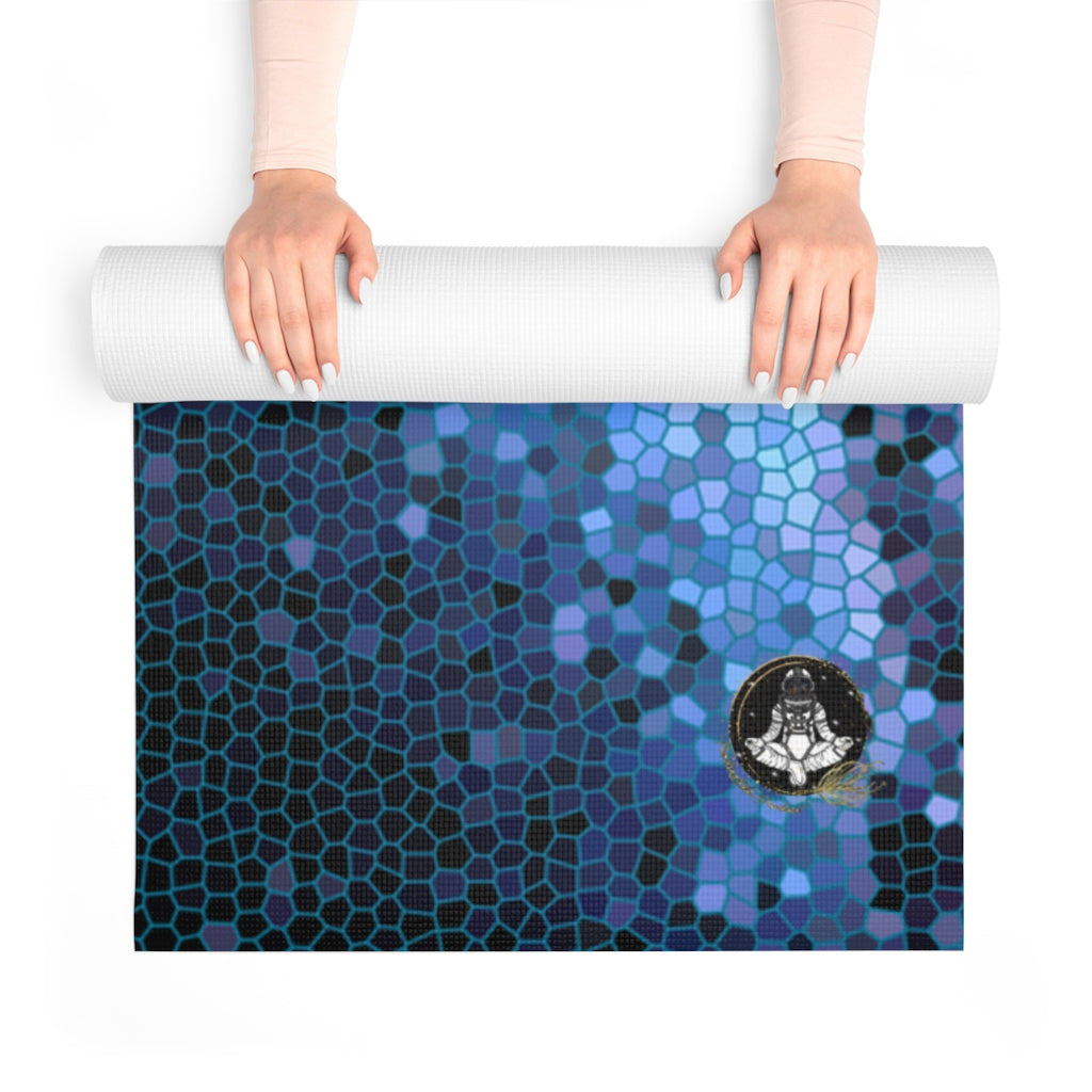 Unique Blue Pixilated Milky Way Yoga Mat by Productive Slacker