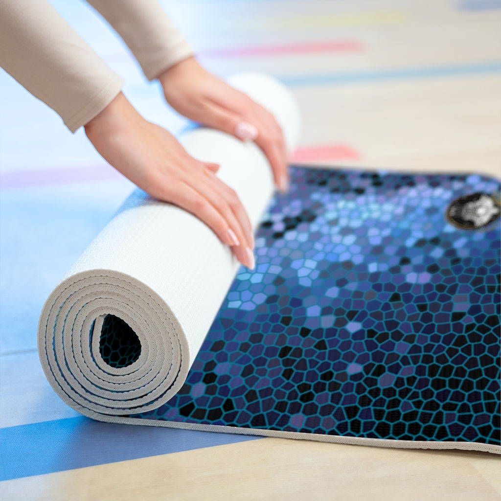 Unique Blue Pixilated Milky Way Yoga Mat by Productive Slacker