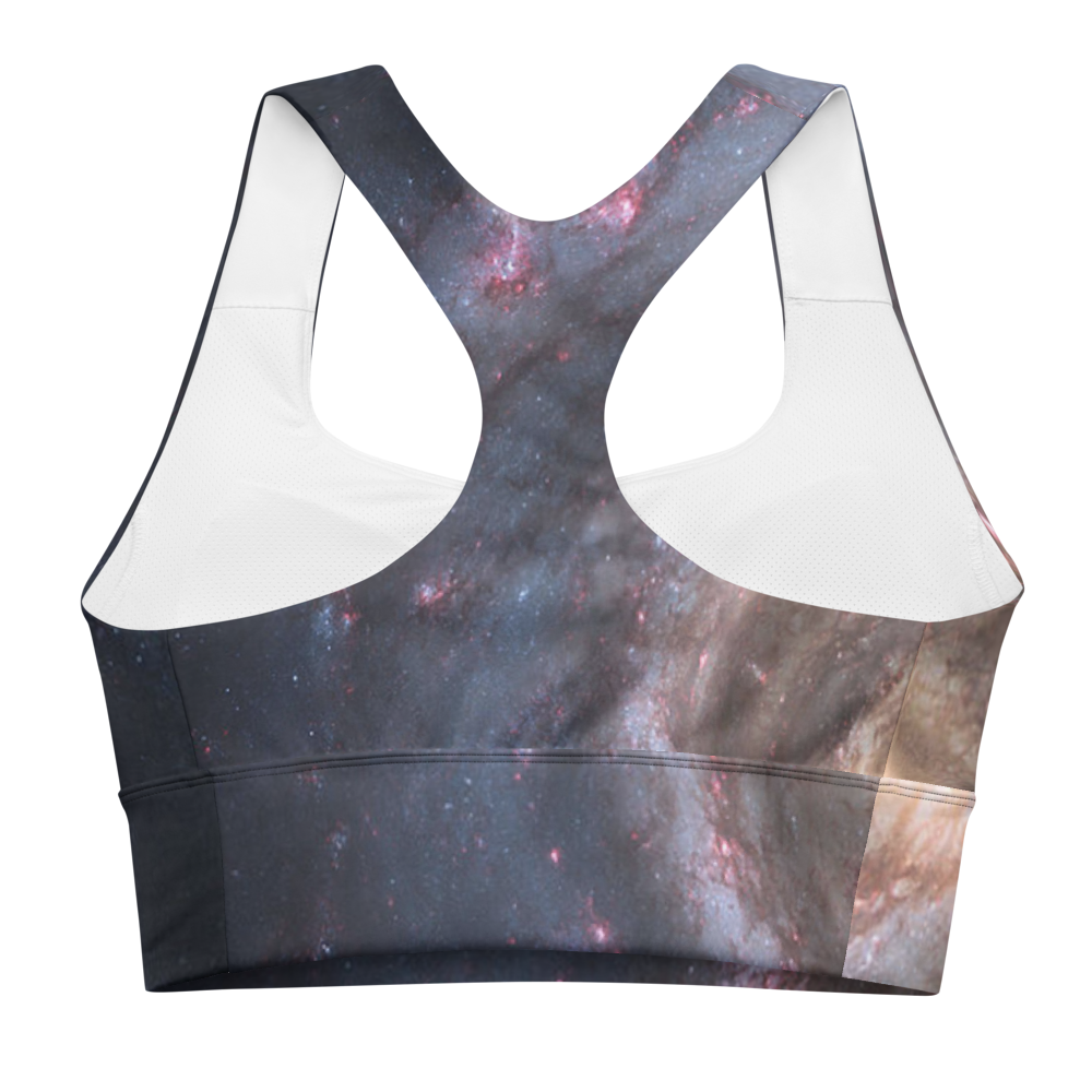 Trendy Milky Way Galaxy Longline Sports Bra, Celestial Sports Bra by Productive Slacker tm