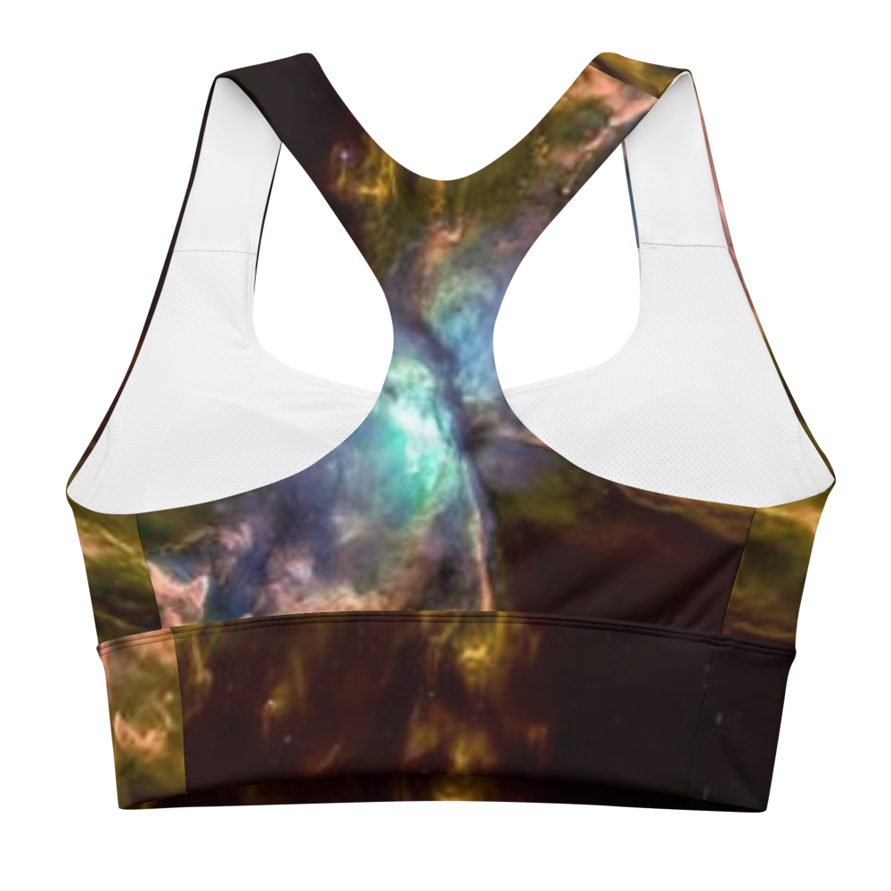 Stunning Butterfly Nebula Longline Sports Bra, Celestial Design Sports Bra by Productive Slacker
