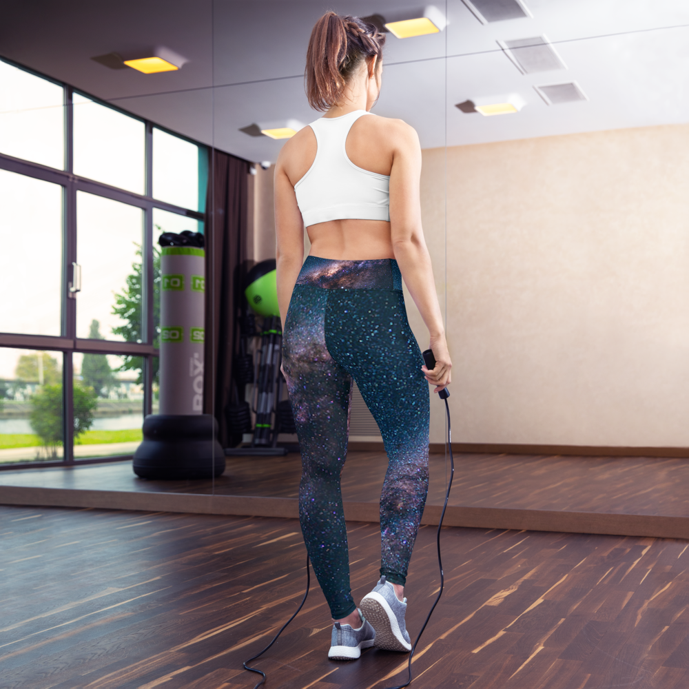 Fashionable Starry Night Milky Way Yoga Leggings, Galaxy Yoga Leggings by Productive Slacker