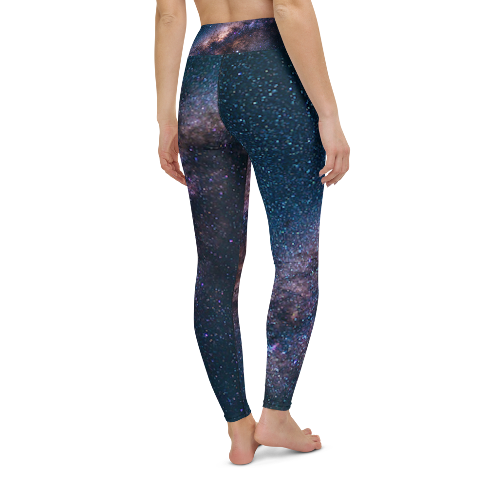 Fashionable Starry Night Milky Way Yoga Leggings, Galaxy Yoga Leggings by Productive Slacker
