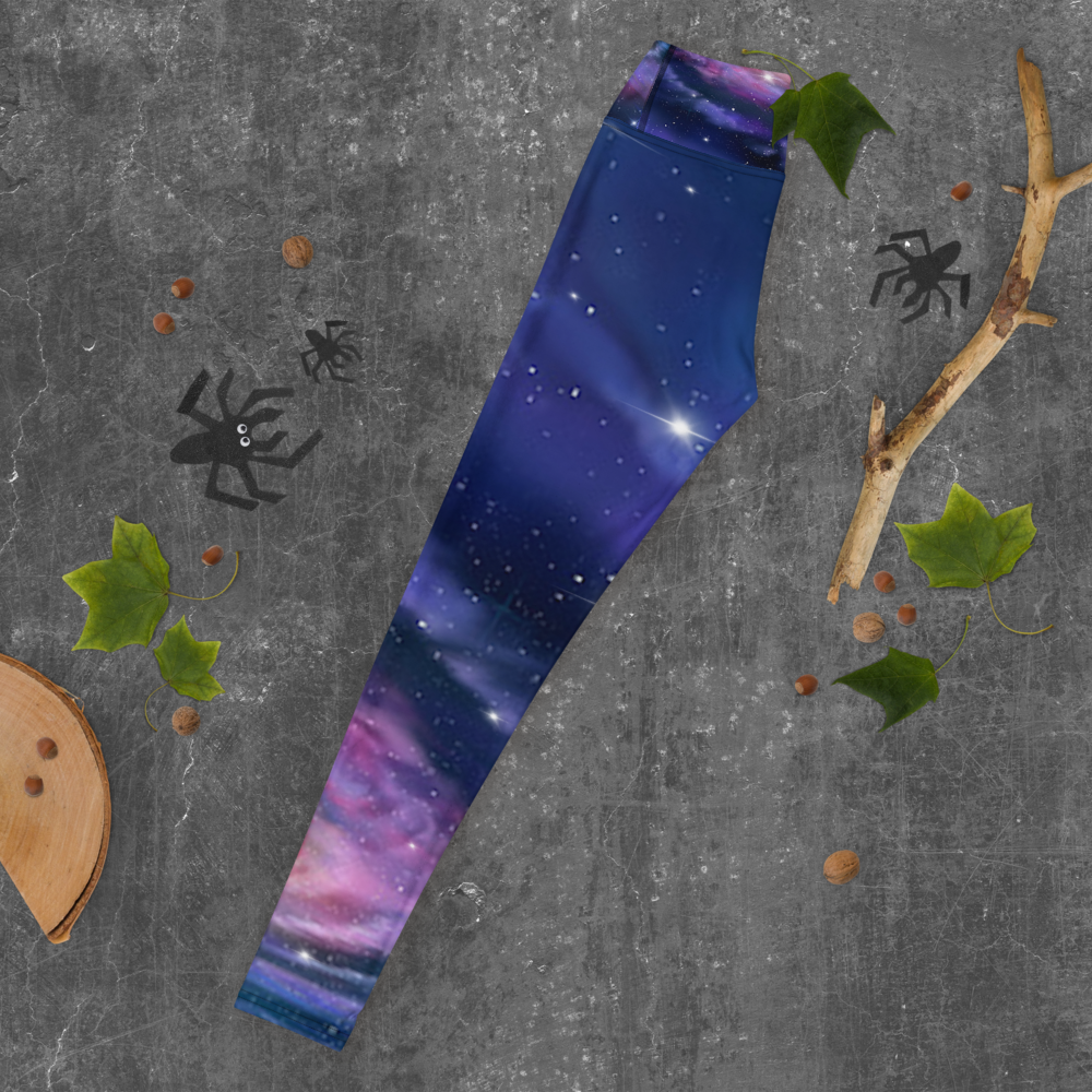 Stylish Purple Galaxy Yoga Leggings, Starry Leggings by Productive Slacker