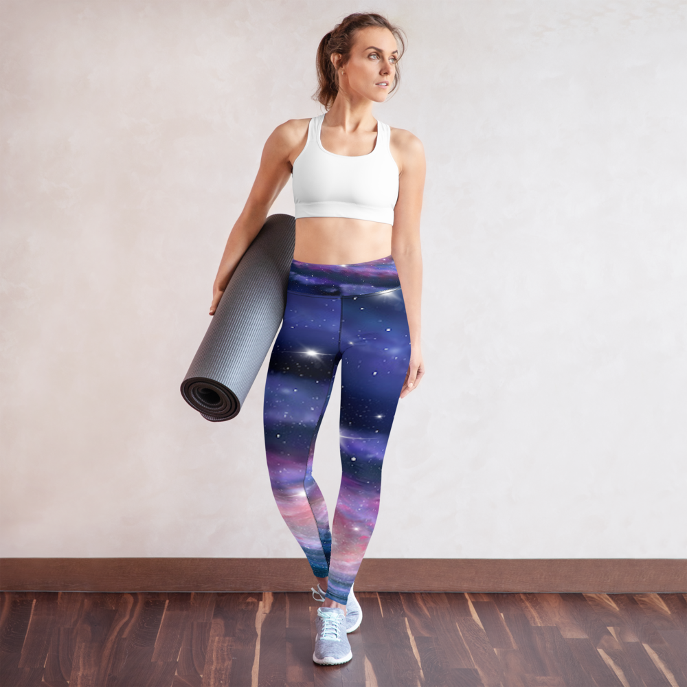 Stylish Purple Galaxy Yoga Leggings, Starry Leggings by Productive Slacker