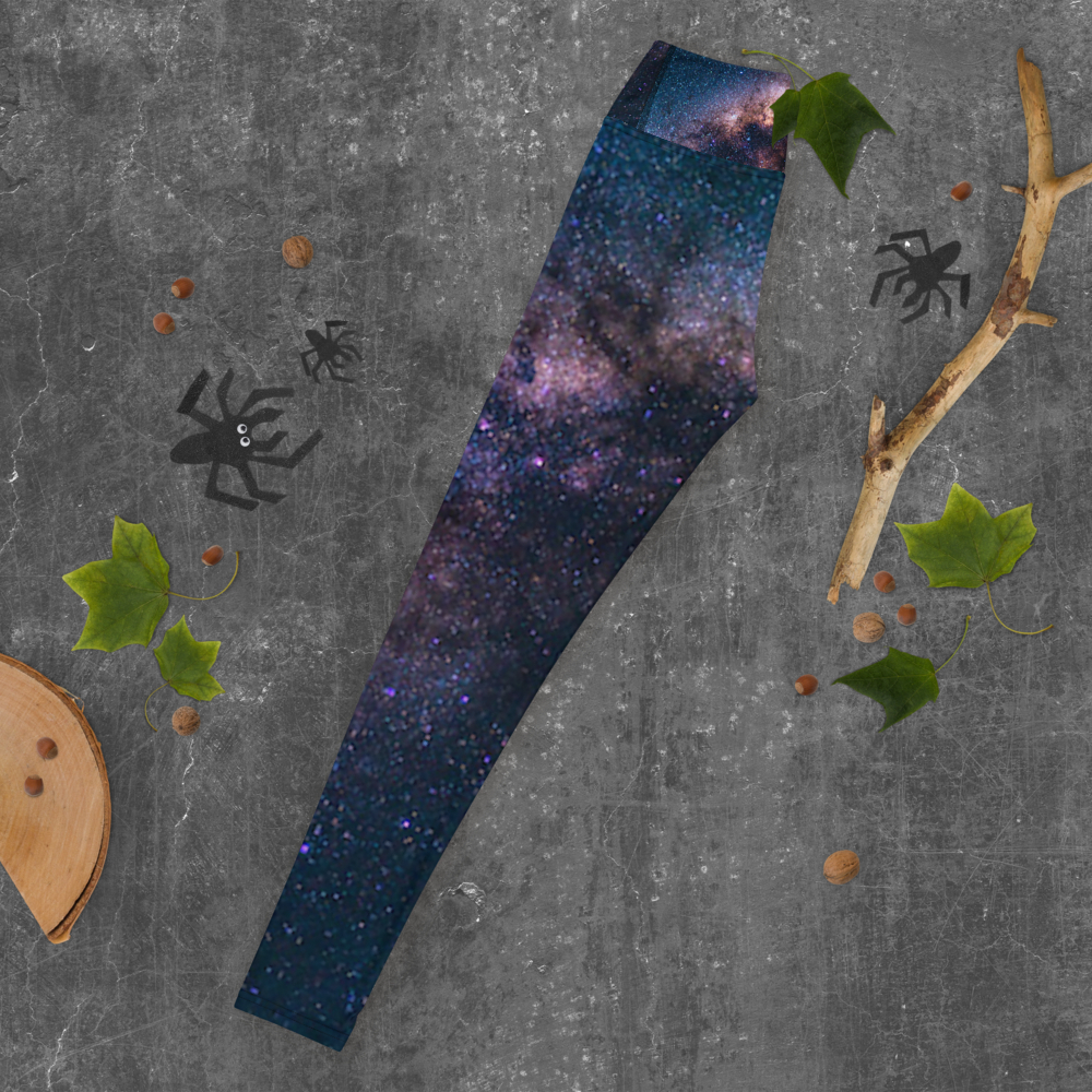 Fashionable Starry Night Milky Way Yoga Leggings, Galaxy Yoga Leggings by Productive Slacker