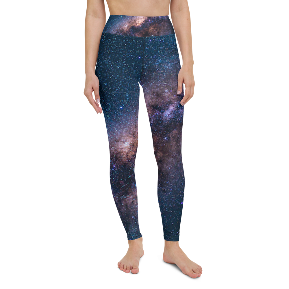 Fashionable Starry Night Milky Way Yoga Leggings, Galaxy Yoga Leggings by Productive Slacker