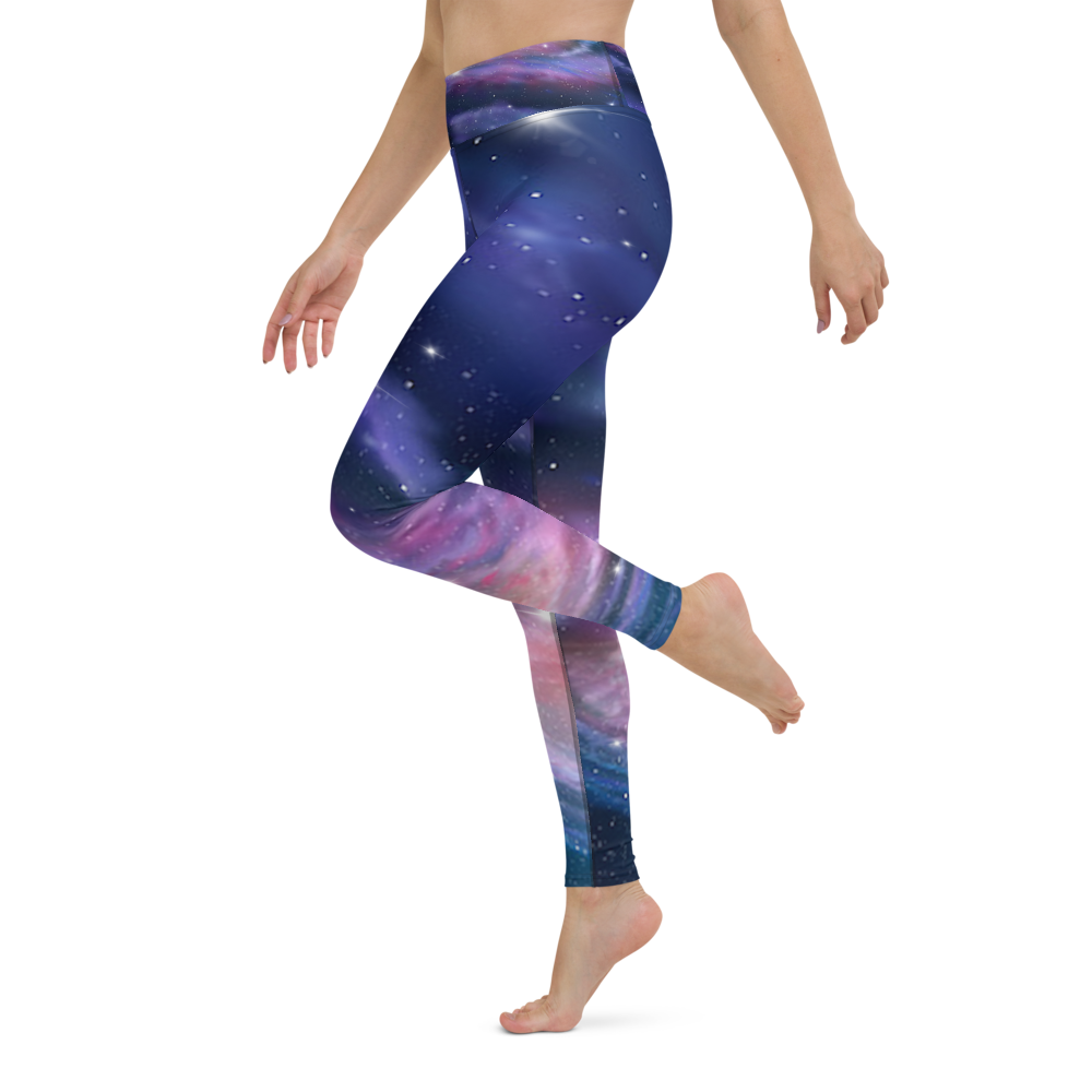 Stylish Purple Galaxy Yoga Leggings, Starry Leggings by Productive Slacker