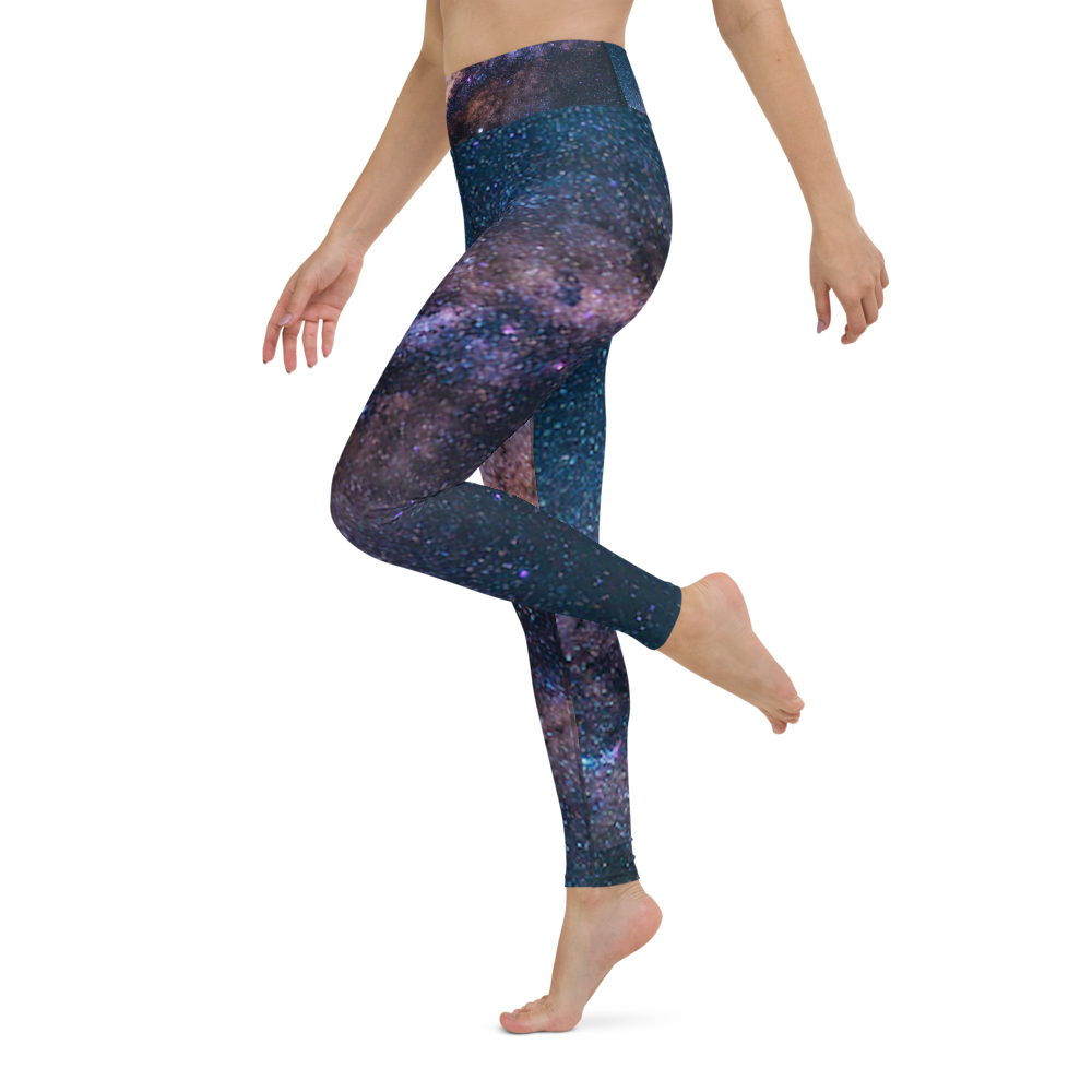 Fashionable Starry Night Milky Way Yoga Leggings, Galaxy Yoga Leggings by Productive Slacker