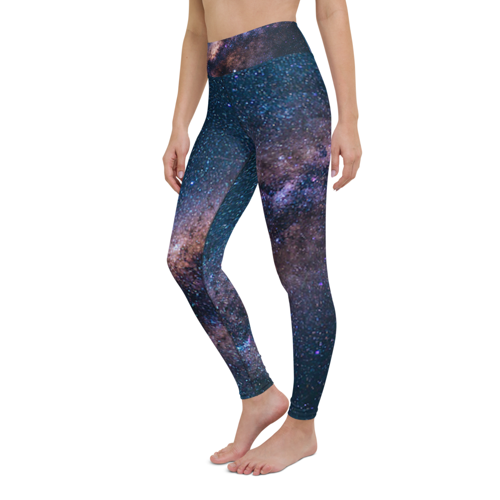 Fashionable Starry Night Milky Way Yoga Leggings, Galaxy Yoga Leggings by Productive Slacker
