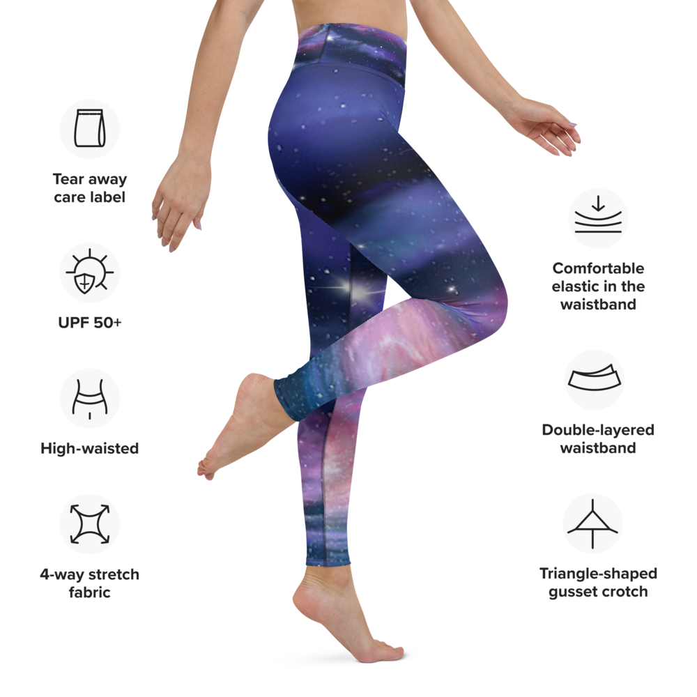 Stylish Purple Galaxy Yoga Leggings, Starry Leggings by Productive Slacker