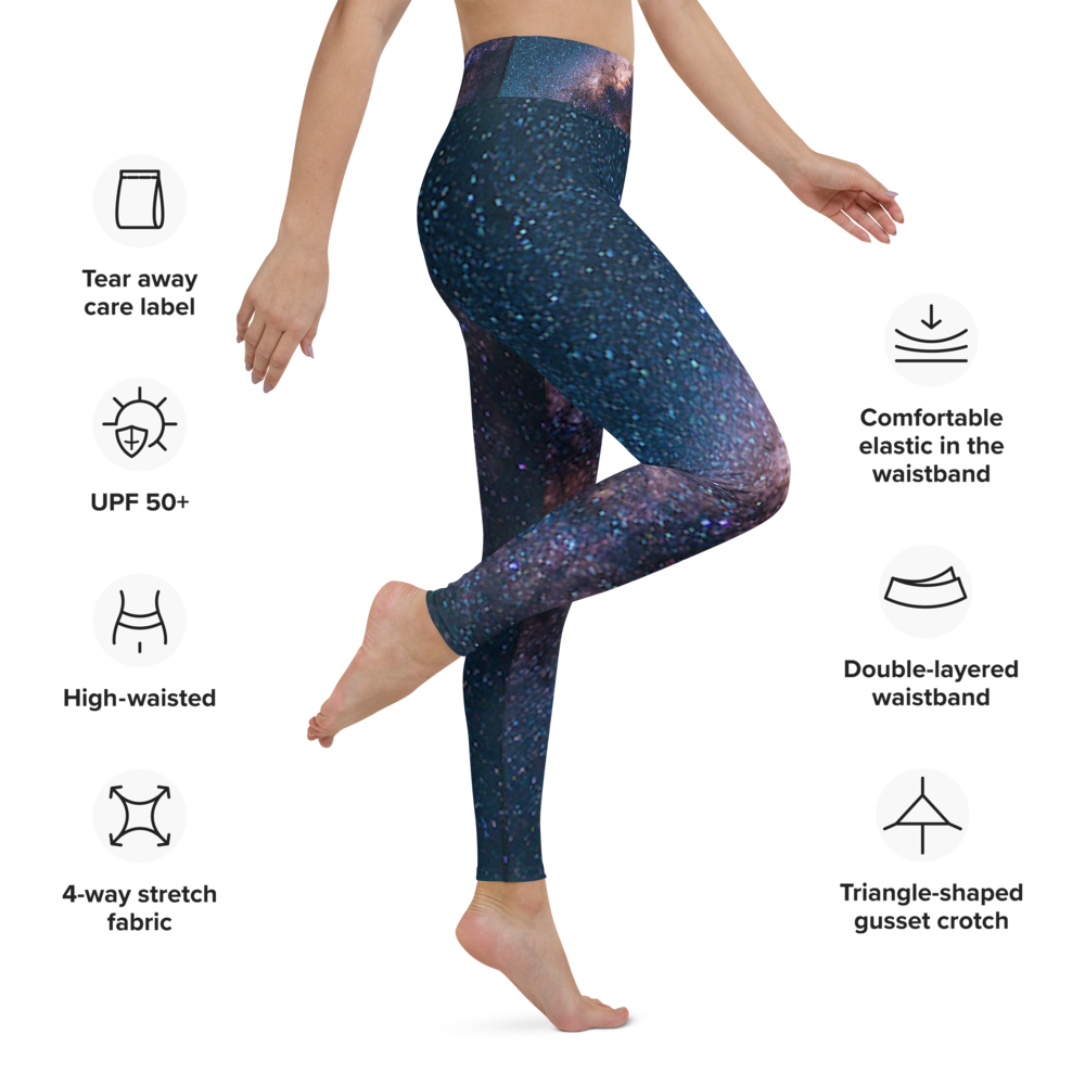 Fashionable Starry Night Milky Way Yoga Leggings, Galaxy Yoga Leggings by Productive Slacker