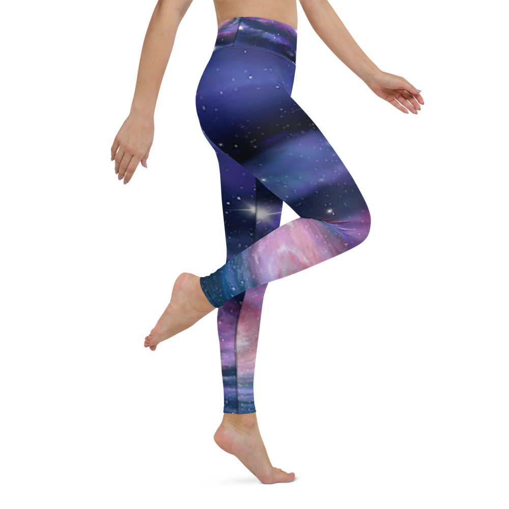Stylish Purple Galaxy Yoga Leggings, Starry Leggings by Productive Slacker