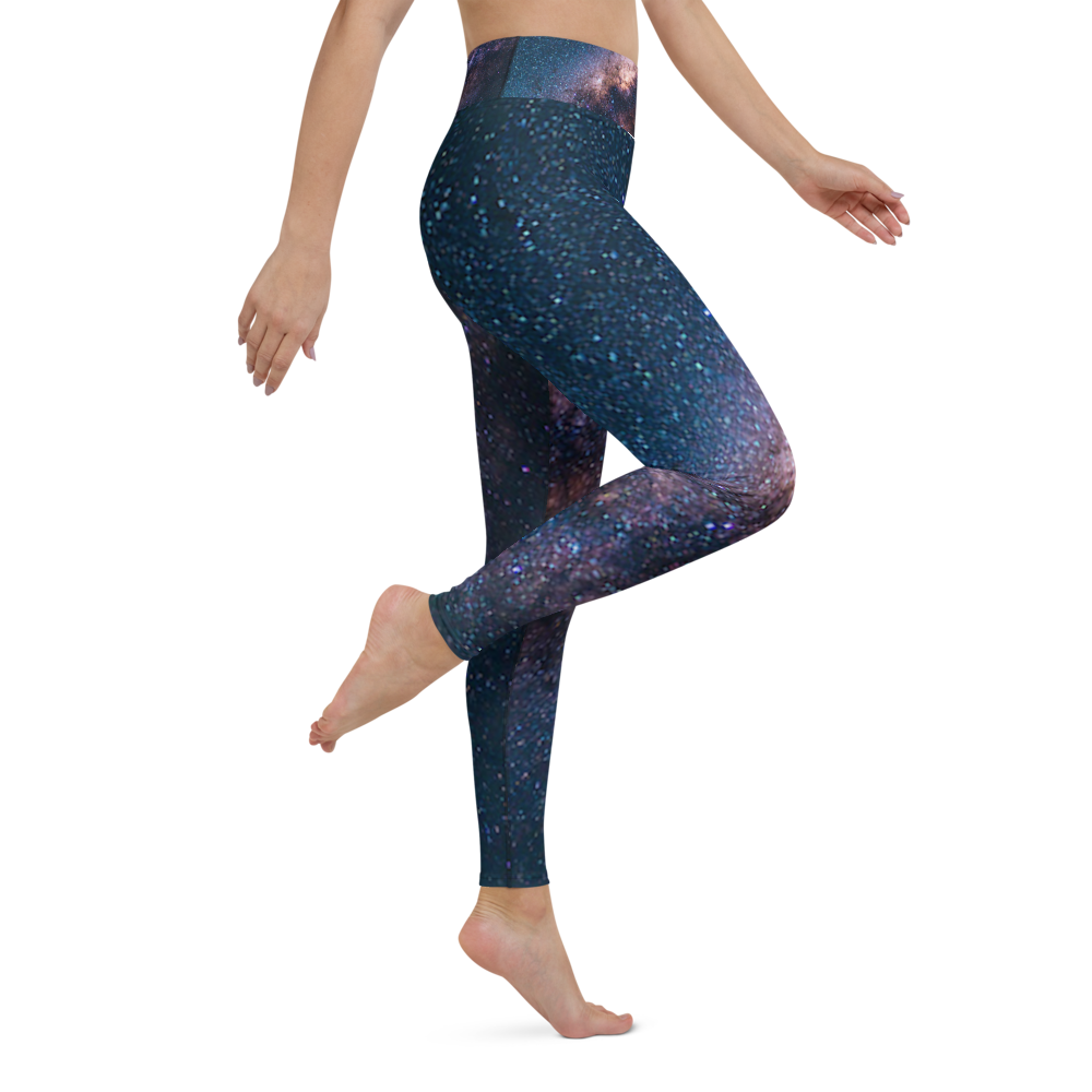 Fashionable Starry Night Milky Way Yoga Leggings, Galaxy Yoga Leggings by Productive Slacker
