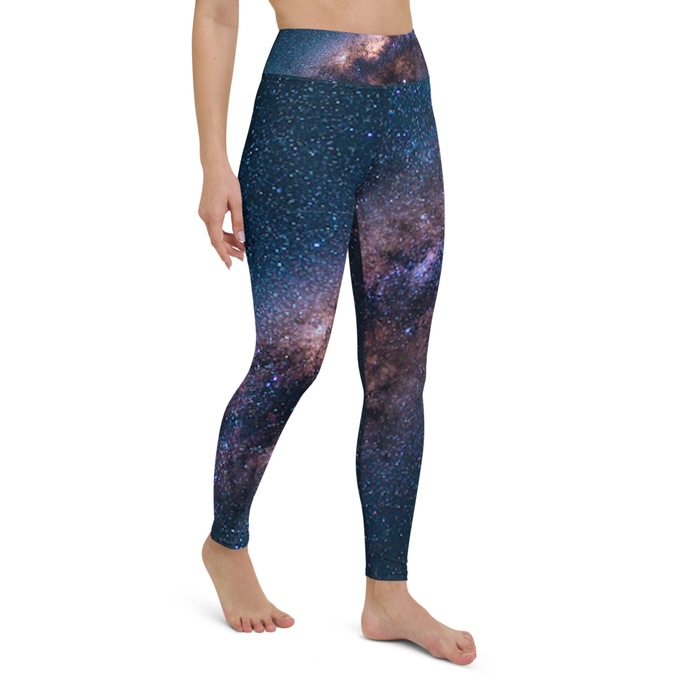 Fashionable Starry Night Milky Way Yoga Leggings, Galaxy Yoga Leggings by Productive Slacker
