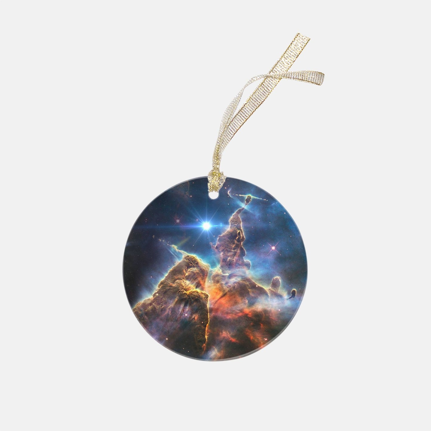 Stunning Hubble Telescope Pillars of Creation Keepsake Clear Acrylic (Round), NASA Ornament by Productive Slacker