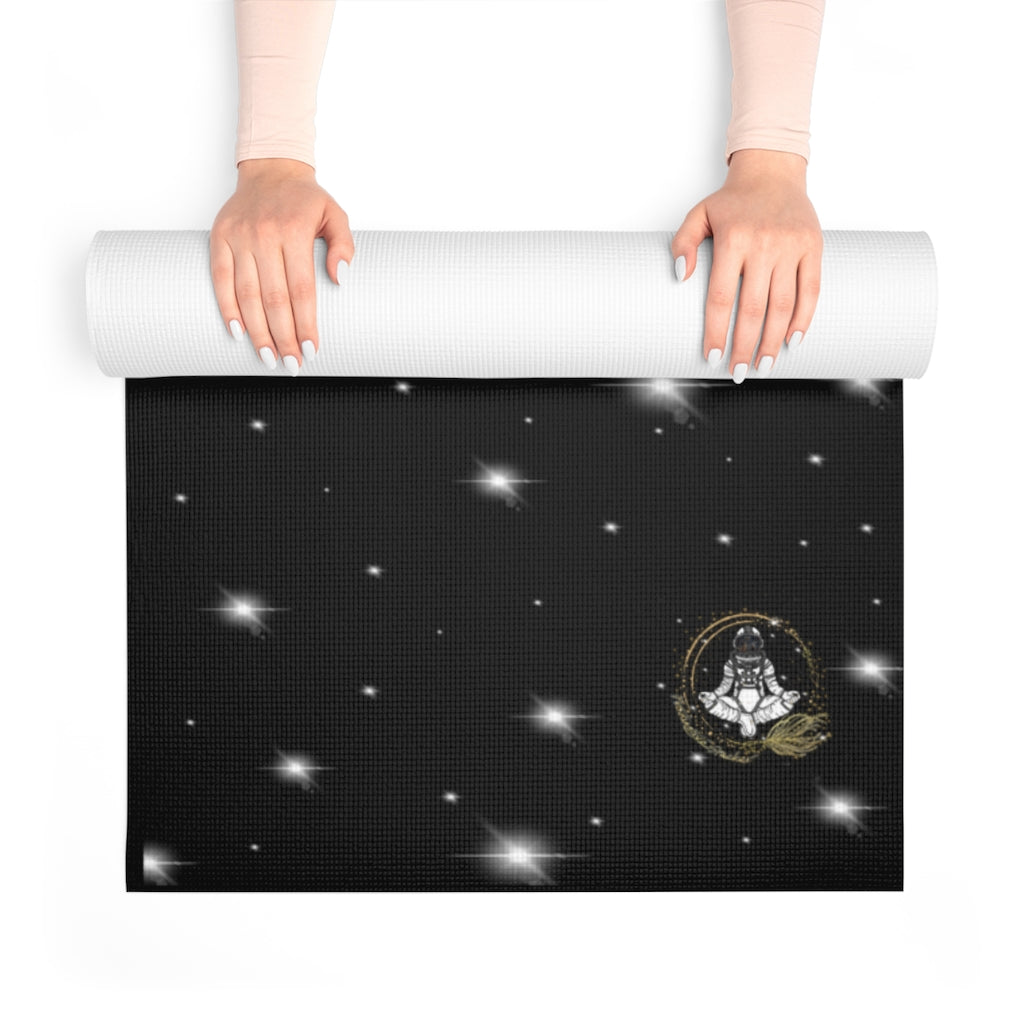 Stylish and Unique Black Meditating Astronaut Yoga/Pilates Mat by Productive Slacker