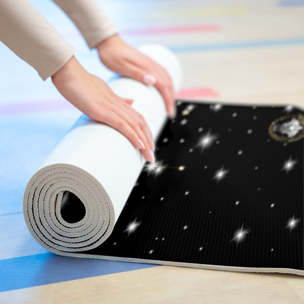 Stylish and Unique Black Meditating Astronaut Yoga/Pilates Mat by Productive Slacker