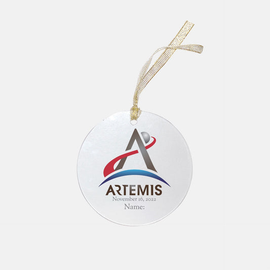 Special Edition Personalized Artemis Logo Keepsake Clear Acrylic (Round), NASA Ornament by Productive Slacker