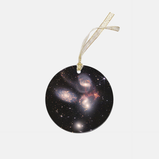 Special Edition JWST First Images Stephan's Quintet Keepsake Clear Acrylic (Round), NASA Ornament by Productive Slacker
