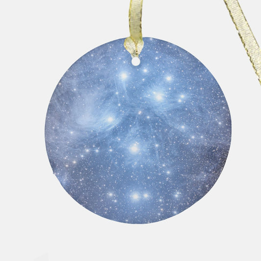 Stunning Pleiades: The Seven Sister Star Cluster Glass Christmas Ornament, NASA Christmas Tree Ornament by Productive Slacker