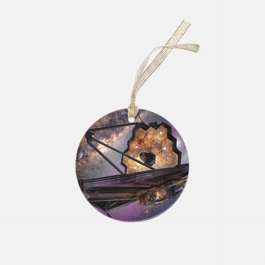 Special Edition James Webb Space Telescope with Milky Way Keepsake Clear Acrylic (Round), NASA Ornament by Productive Slacker