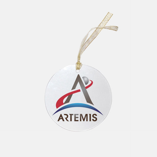 Special Edition Artemis 1Mission To The Moon Logo Keepsake Clear Acrylic (Round), NASA Ornament by Productive Slacker