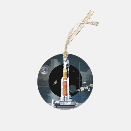 Special Edition Artemis1 Mission To The Moon Keepsake Clear Acrylic (Round), NASA Ornament by Productive Slacker