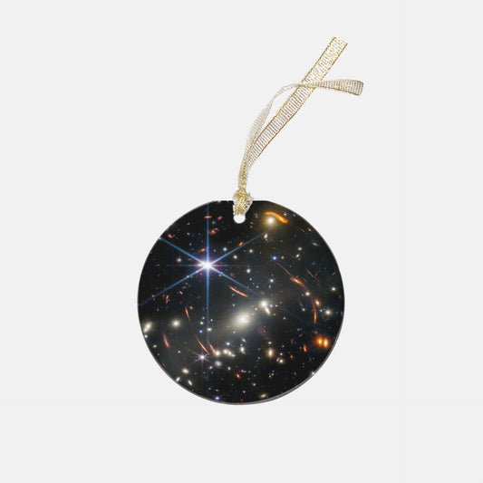 Special Edition JWST First Images Deep Field  Keepsake Clear Acrylic (Round), NASA Ornament by Productive Slacker