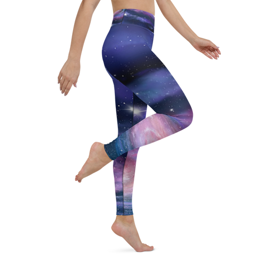 Stylish Purple Galaxy Yoga Leggings, Starry Leggings by Productive Slacker