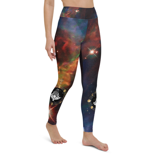 Modish Meditating Astronaut Veil Nebula Yoga Legging, Galaxy Leggings by Productive Slacker