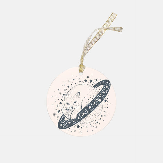 Fun Saturn Cat Keepsake Clear Acrylic (Round), NASA Ornament by Productive Slacker