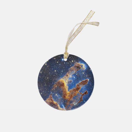 Special Edition James Webb Pillars of Creation Keepsake Clear Acrylic (Round), NASA Ornament by Productive Slacker