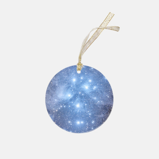 Stunning Pleiades: The Seven Sister Star Cluster Acrylic Christmas Ornament, NASA Ornament, Christmas Tree Ornament by Productive Slacker